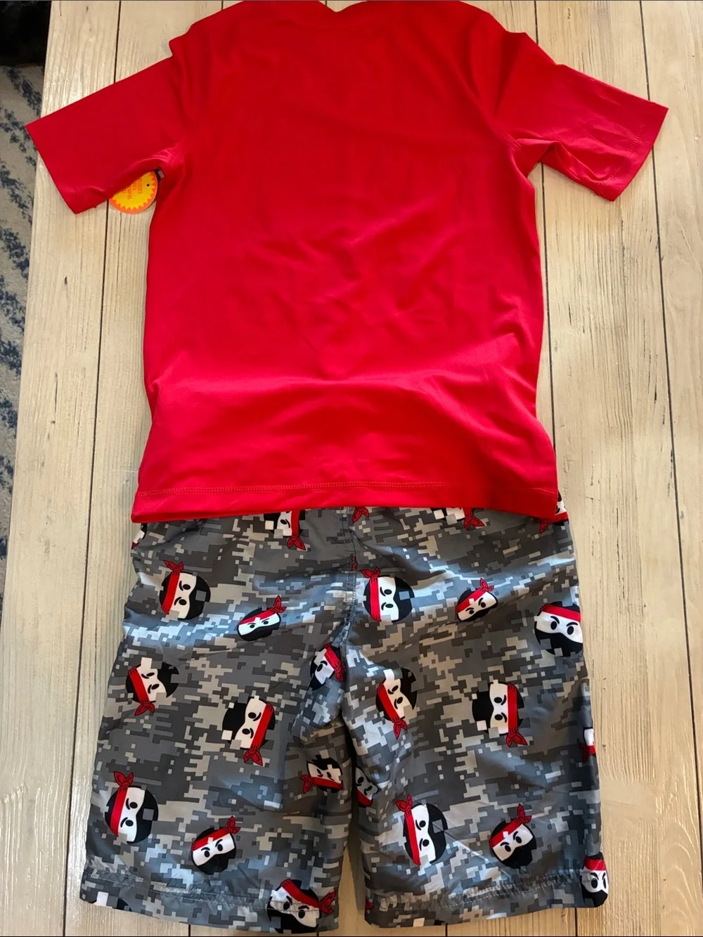 The Children's Place Red 'Ninja on Vacay' Pajama Set with Gray Camo Pants
